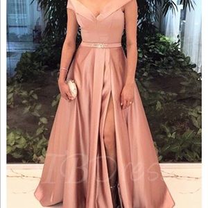 A-line v neck floor length dress